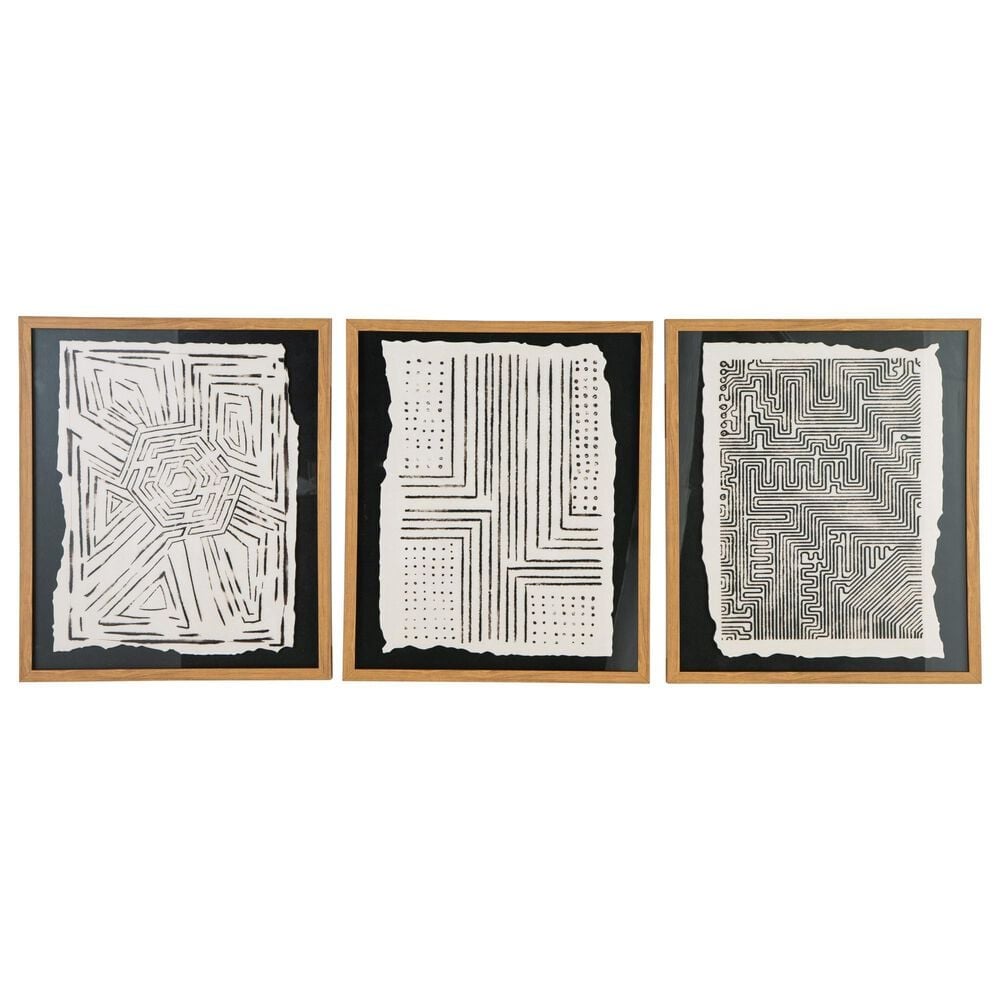 Ashley Wonderstow 23.75" x 19.75" 3-Piece Wall Art Set in Black and Beige, , large