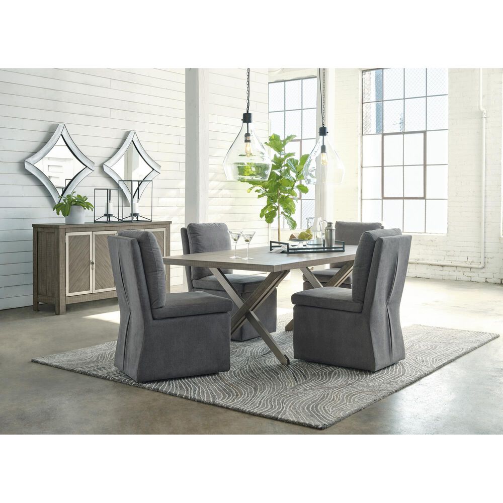 Ashley Krystanza Rectangular Dining Table in Weathered Gray - Table Only, , large