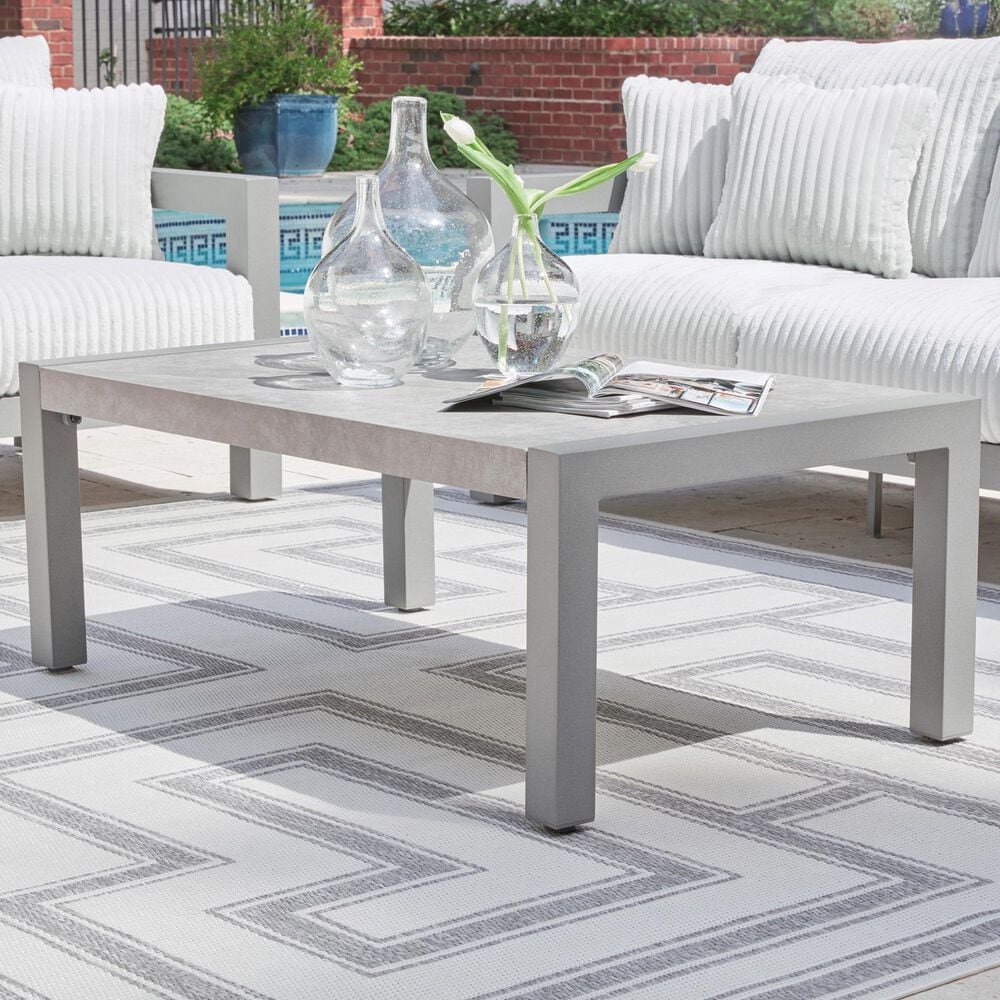 Ashley Hurley Park Patio Rectangular Coffee Table in Gray, , large