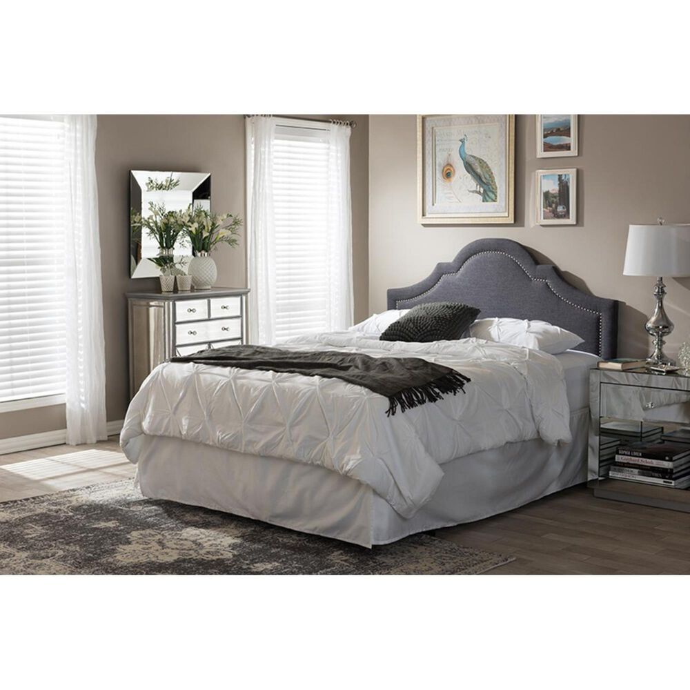 Baxton Studio Rita Full Upholstered Headboard in Dark Grey NFM