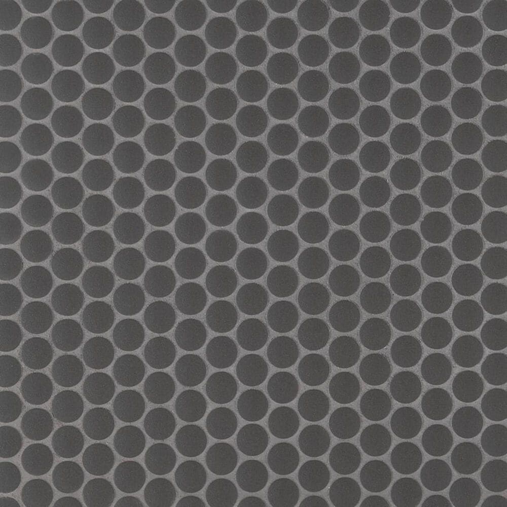 MS International Penny Round Nero 6mm Gloss Ceramic Mosaic Tile, , large