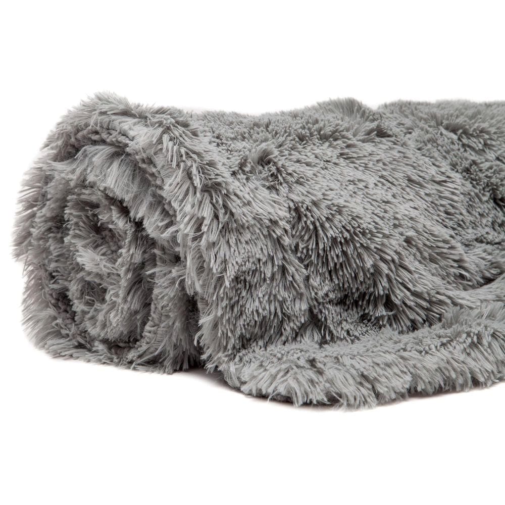 50&quot; x 65&quot; Faux Long Fur Throw Blanket in Gray, , large