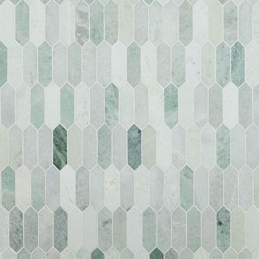 MS International Icelandic Green 12&quot; x 12&quot; Polished Marble Picket Mosaic Tile, , large