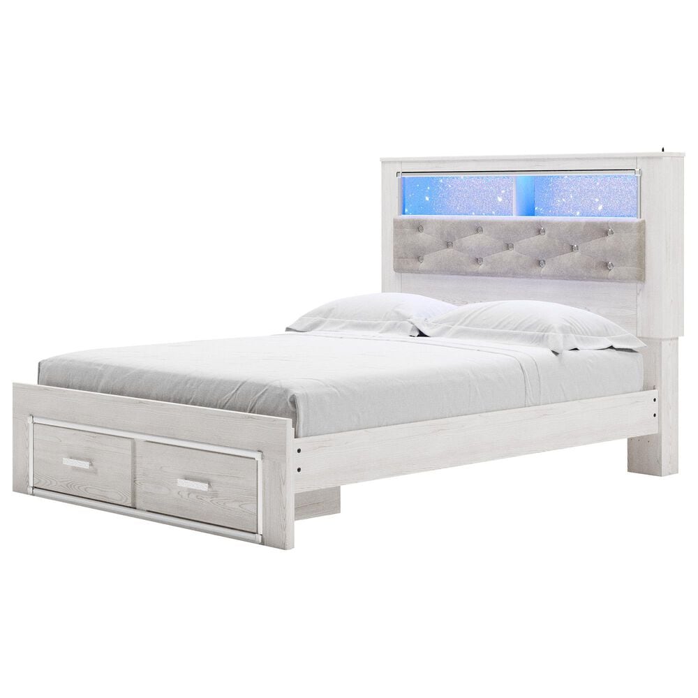Ashley Altyra Queen Upholstered Bookcase Bed with Storage  in White, , large
