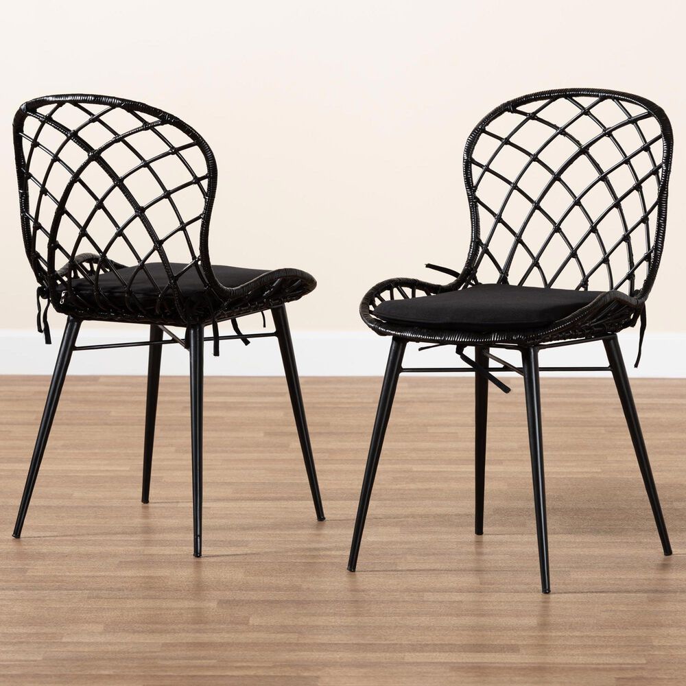 Baxton Studio Sabelle Side Chair in Black (Set of 2), , large
