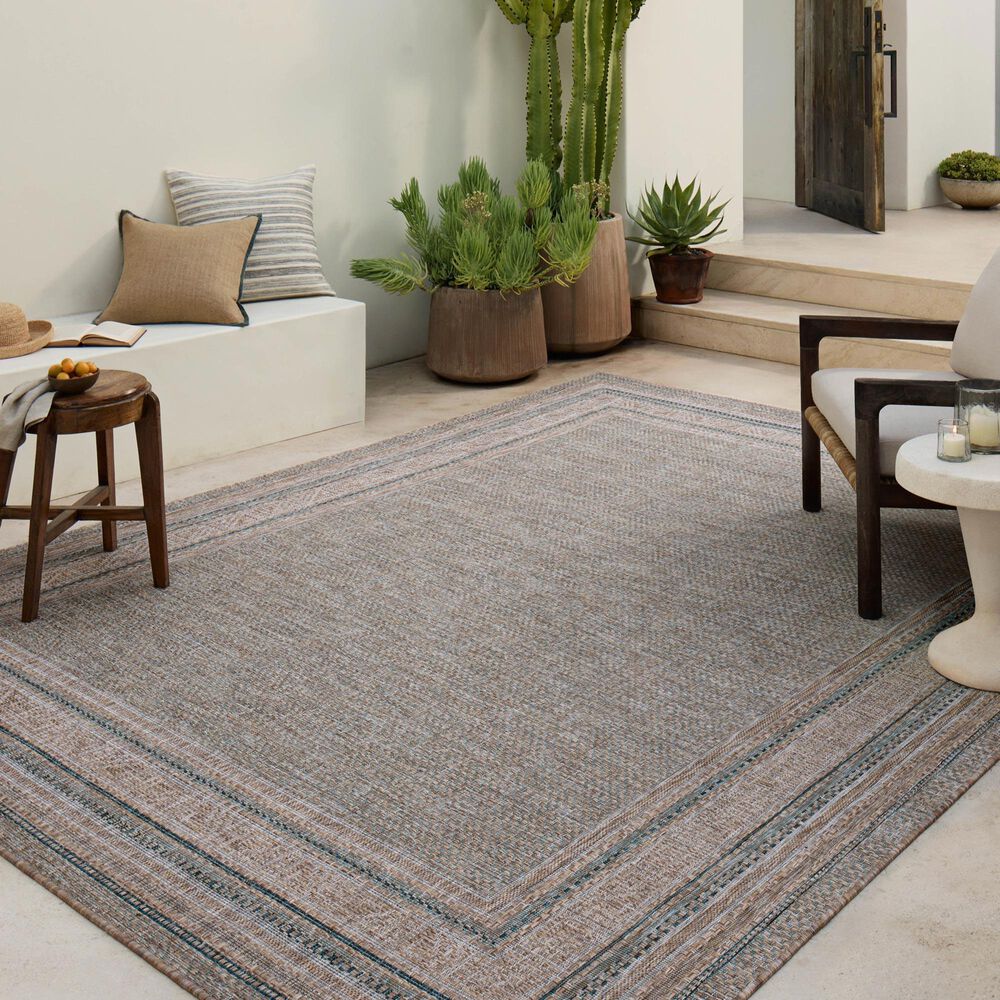 Amber Lewis x Loloi Topanga 3&#39;11&quot; x 5&#39;11&quot; Natural and Teal Indoor/Outdoor Area Rug, , large