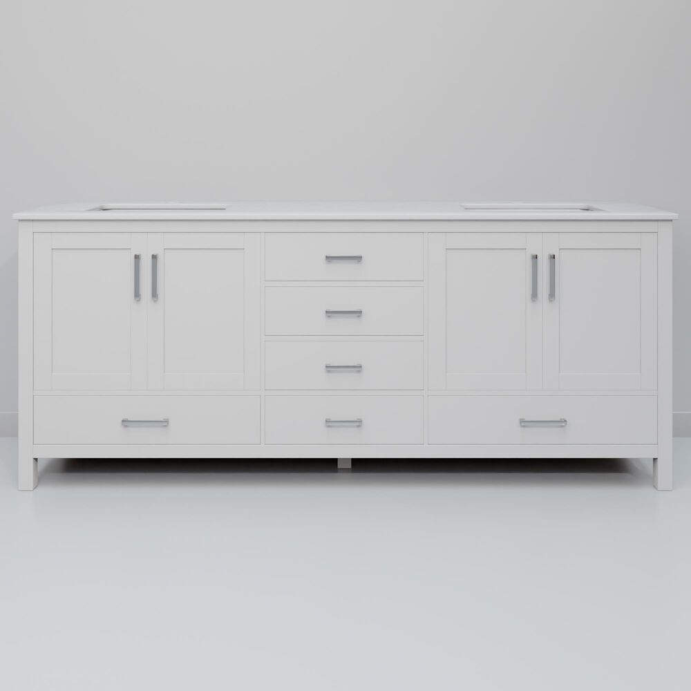Lexora Home Jacques 72" Double Bathroom Vanity in White with 2 cm White Cultured Marble Top and Rectangular Sinks, , large