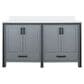 Lexora Home Ziva 60" Double Bathroom Vanity in Dark Grey with 2 cm White Quartz Top and Rectangular Sinks, , large