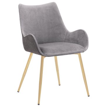 Blue River Avery Dining Arm Chair with Grey Cushion in Gold, , large