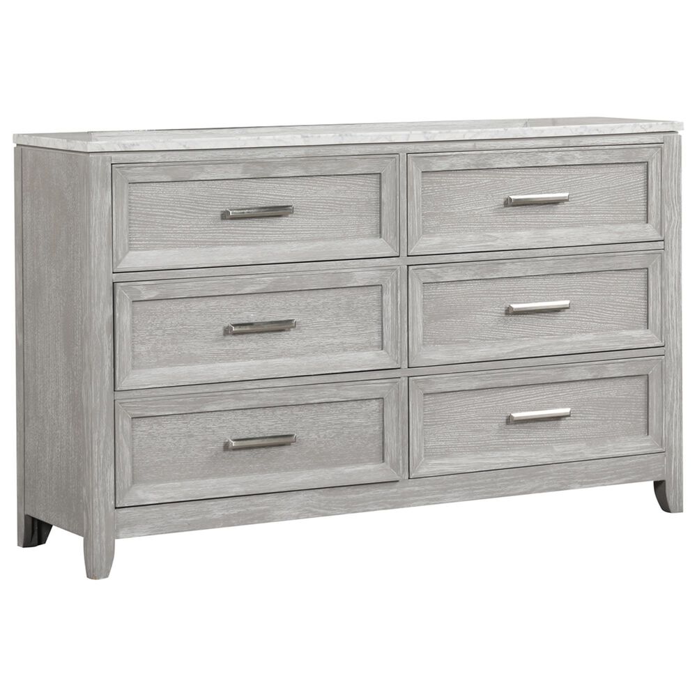 New Heritage Design Fiona 6-Drawer Dresser in Mist Gray and White, , large