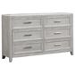 New Heritage Design Fiona 6-Drawer Dresser in Mist Gray and White, , large