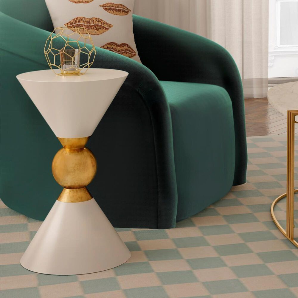 Tov Furniture Balhi Side Table in White and Gold, , large