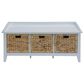 Hearth and Haven Flavius Storage Bench with Rattan Baskets in White and Brown, , large