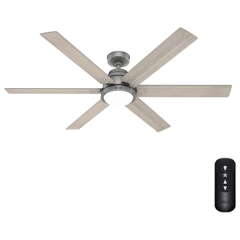 Hunter Gravity 60&quot; Ceiling Fan with LED Light in Matte Silver, , large