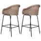 Hearth and Haven Ladd Outdoor Faux Wicker Barstool with Black Metal Frame in Light Brown (Set of 2), , large
