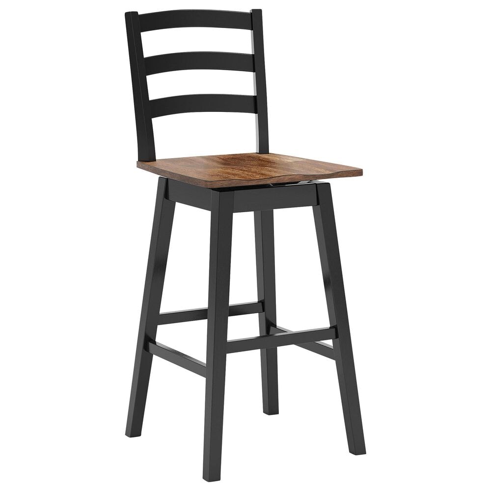 Ashley Wildenauer Swivel Bar Stool in Brown and Satin Black, , large