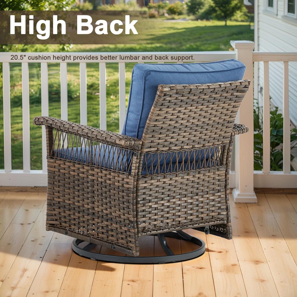 Sunwell Garden Patio Swivel Glider Chair in Navy (Set of 2), , large