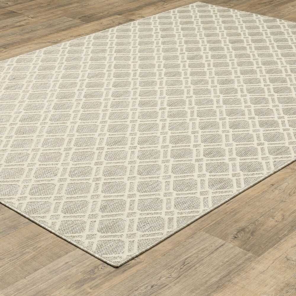ROW by Oriental Weavers Zarina Ivory and Beige 5'3" x 7'3" Indoor/Outdoor Area Rug, , large