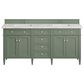 James Martin Vanities Brittany 72" Double Bathroom Vanity in Smokey Celadon with 3 cm Eternal Jasmine Pearl Quartz Top and Rectangular Sinks, , large