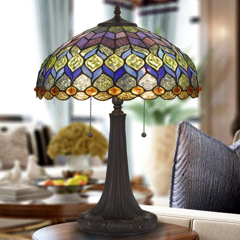 Cal Lighting Tiffany 22.5&quot; Table Lamp in Dark Bronze, , large