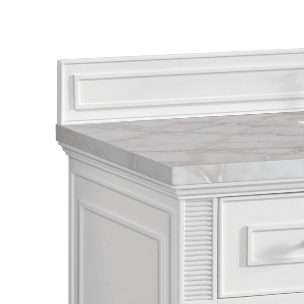 James Martin Vanities Lorelai 48" Single Bathroom Vanity in Bright White with 3 cm Eternal Jasmine Pearl Silestone Top, Rectangular Sink and FreePower Wireless Charger, , large