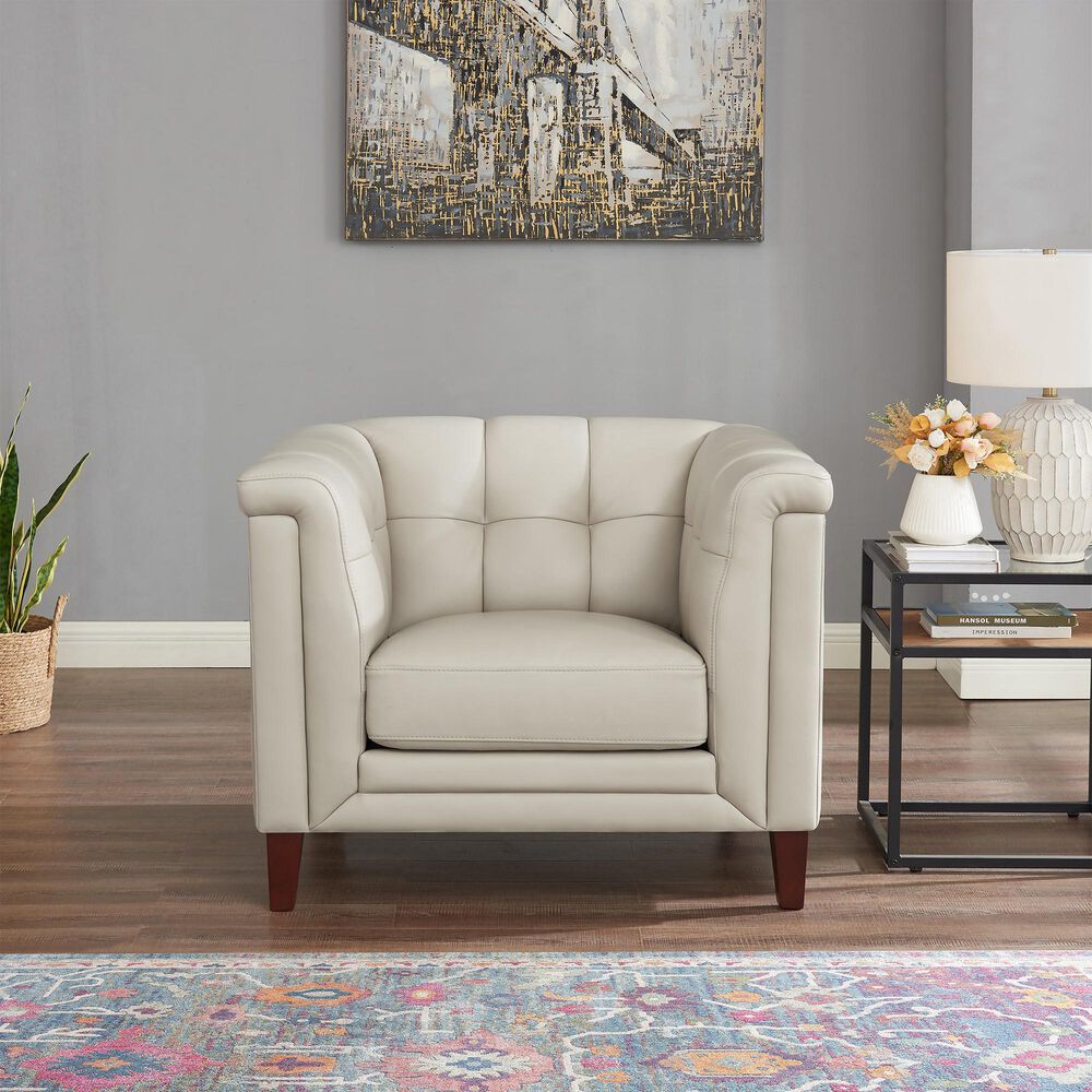 Hydeline Arvo Leather Accent Chair in Vanilla White, , large