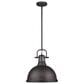 Golden Lighting Duncan 1-Light Pendant with Rod in Rubbed Bronze, , large