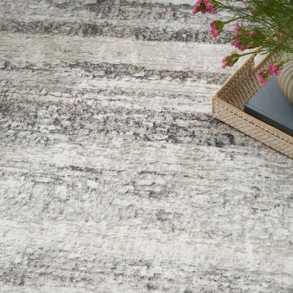 Nourison Glitz GLZ10 Cream and Grey 2&#39;3&quot; x 7&#39;6&quot; Runner, , large