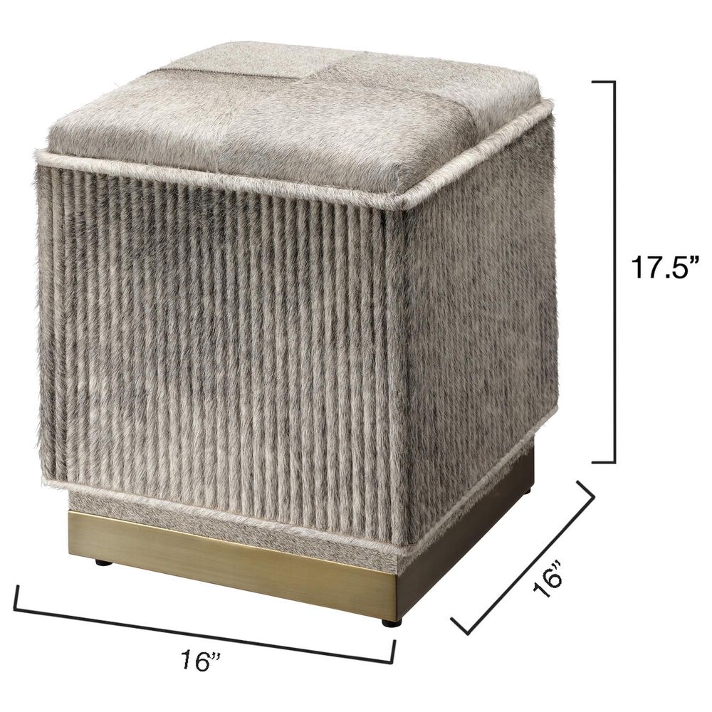 Splendor Living Norwood Hide Ottoman in Grey, , large