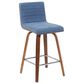 Armen Living Vienna Swivel Counter Height Stool with Vintage Blue Upholstery in Walnut, , large