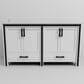 Lexora Home Ziva 60" Double Bathroom Vanity in White with 2 cm White Quartz Top and Rectangular Sinks, , large