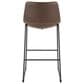 Lumisource Duke Fixed-Height Barstool with Espresso and Orange Cushion in Black, , large