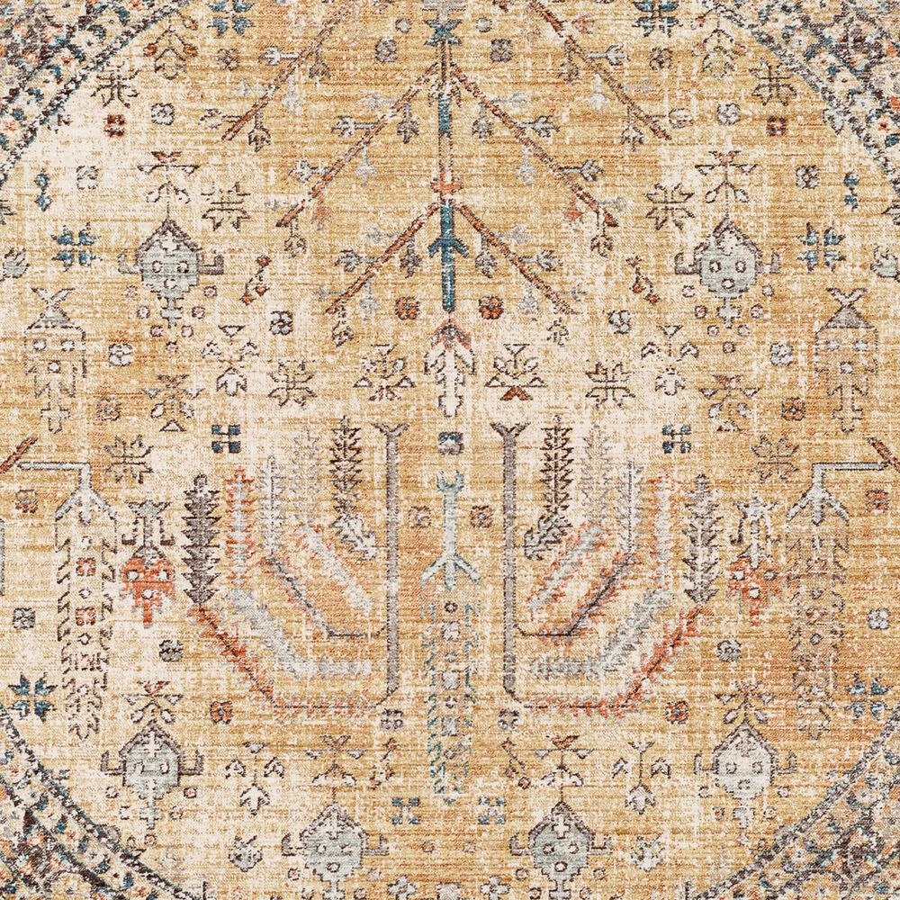 Surya Carlisle 5&#39;3&quot; Round Olive, Medium Gray, Off-White, Dark Brown, Dark Blue and Sage Area Rug, , large