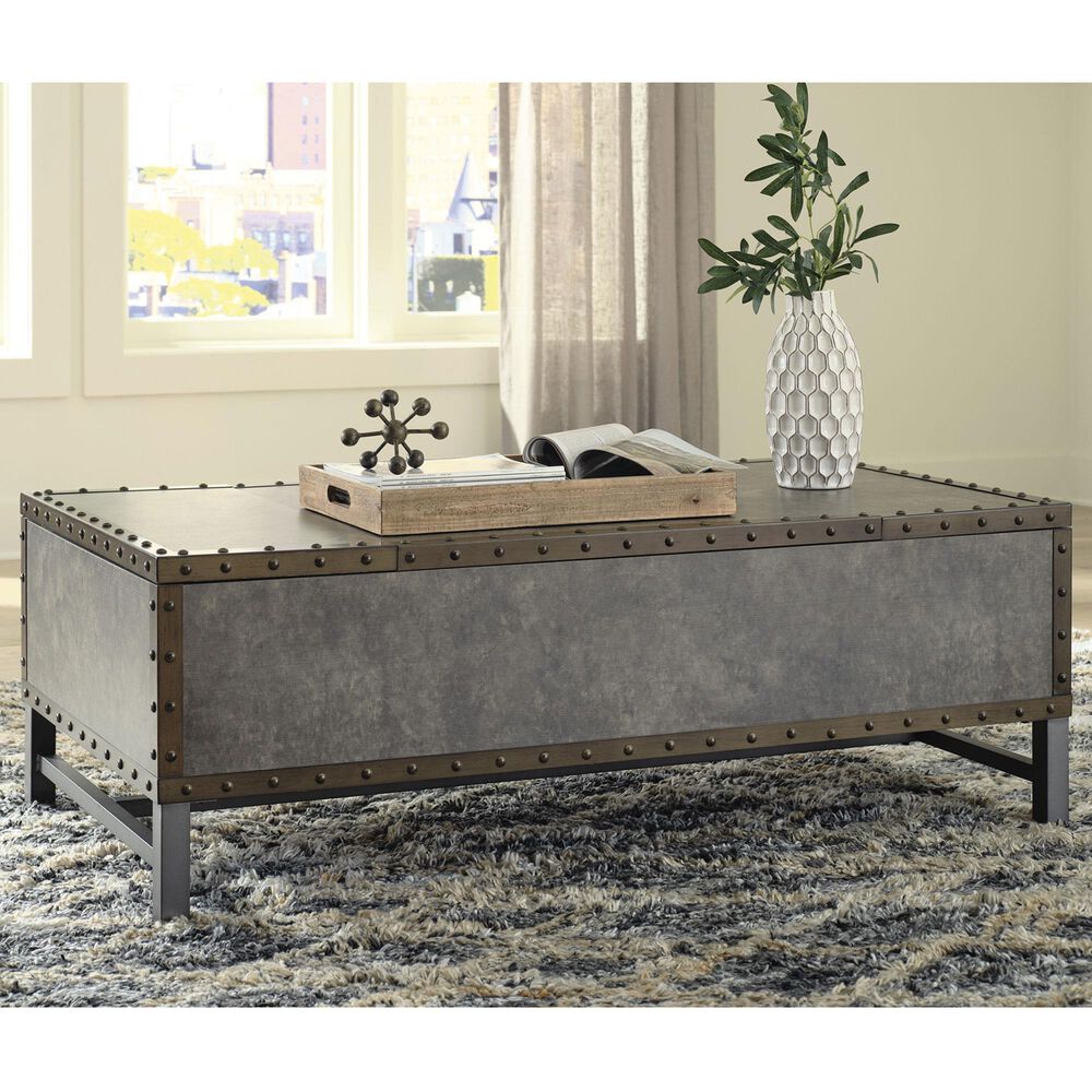 Ashley Derrylin Lift Top Coffee Table in Bronze and Brown, , large