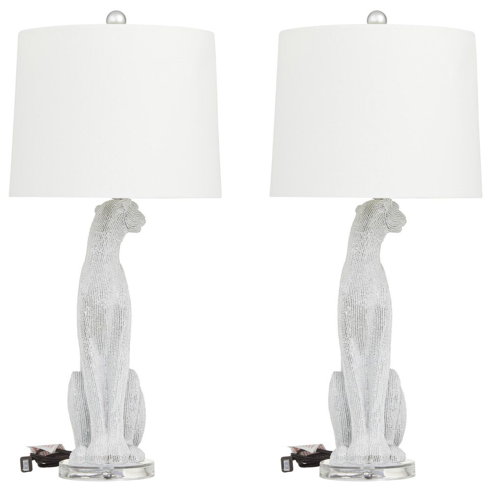 Maple and Jade Polystone Glam Table Lamp in White, , large