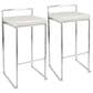 Lumisource Fuji Stackable Barstool with White Faux Leather in Brushed Stainless Steel (Set of 2), , large