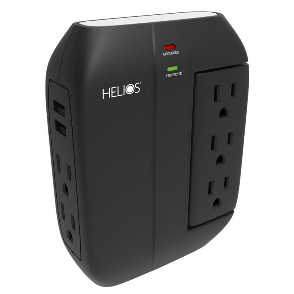 Helios Helios 5 Outlet Wall Tap Surge Protector with 2 USB Charging Ports, , large