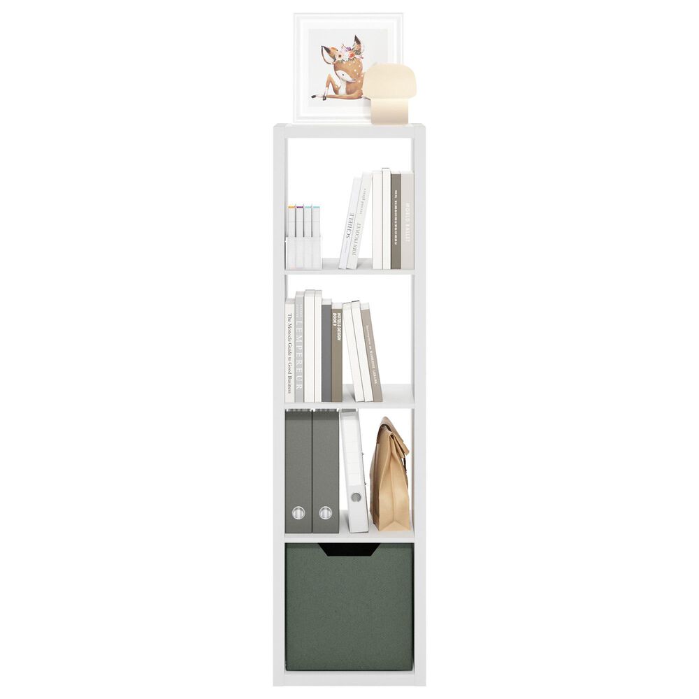 HOMLUX 4-Cube Vertical Reversible Open Back Bookshelf in White, , large