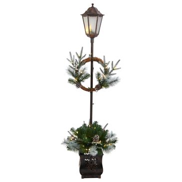 Nearly Natural Inc 5" Holiday Lamp Post with 50 LED Lights in Green, , large