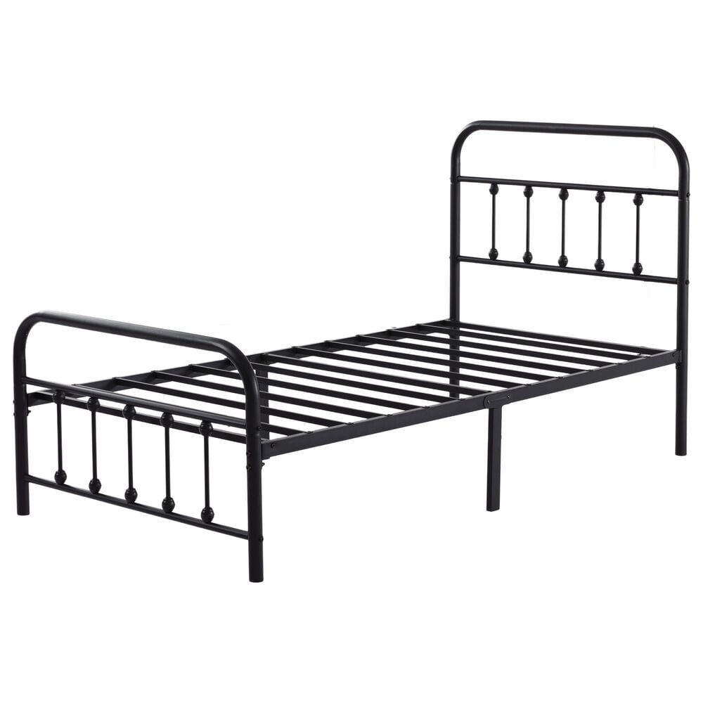 HOMLUX Twin Metal Bed Frame in Black, , large