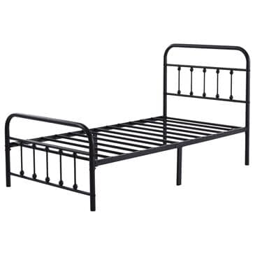HOMLUX Twin Metal Bed Frame in Black, , large