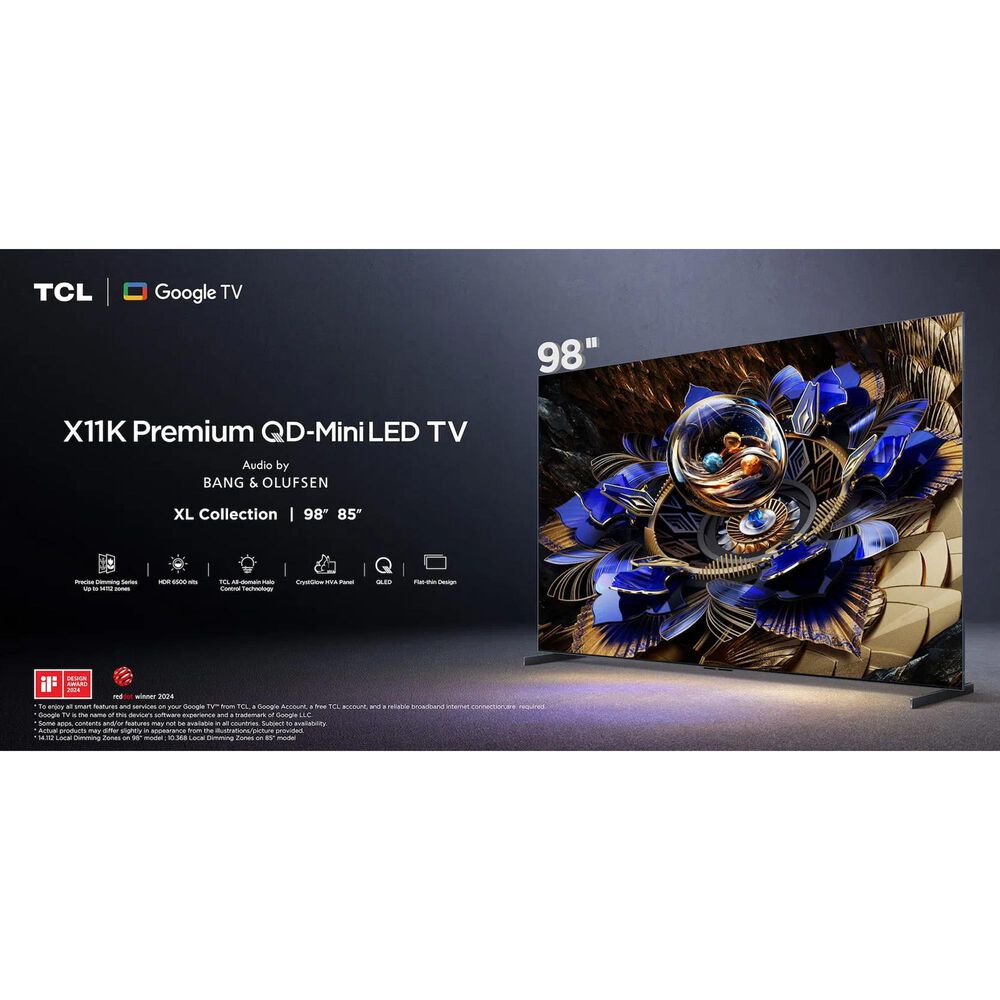 TCL 98&quot; Class X11 Premium 4K UHD HDR QD-Mini LED with Google TV in Black - Smart TV, , large