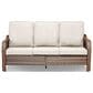 Sunwell Garden 34"H 3-Seater Outdoor Sofa with Curved Armrests and Beige Cushions in Brown, , large
