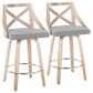 LumiSource Charlotte Swivel Counter Stool with Light Grey Fabric Upholstery in Whitewashed and Chrome (Set of 2), , large