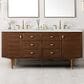 James Martin Vanities Amberly 72" Double Bathroom Vanity in Mid-Century Walnut with Single Hole 3 cm White Zeus Quartz Top and Rectangular Sinks, , large