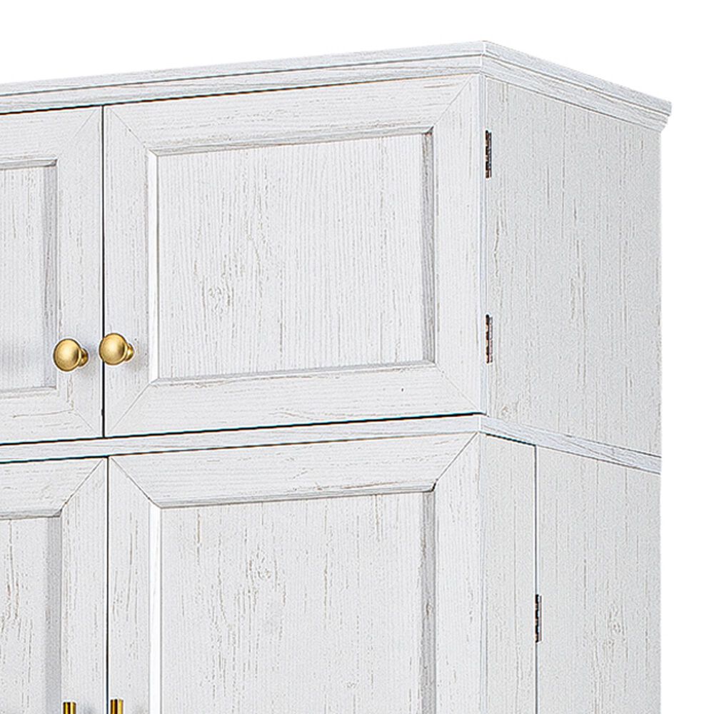 HOMLUX HOMLUX 78.2" Tall Farmhouse Kitchen Pantry Cabinet with 8 Door Shelves, Storage Cabinet with 4 Adjustable Shelves, Hidden Drawer, Wine Rack, Versatile Cupboard for Kitchen, Dining &amp; Bathroom, Retro White, , large