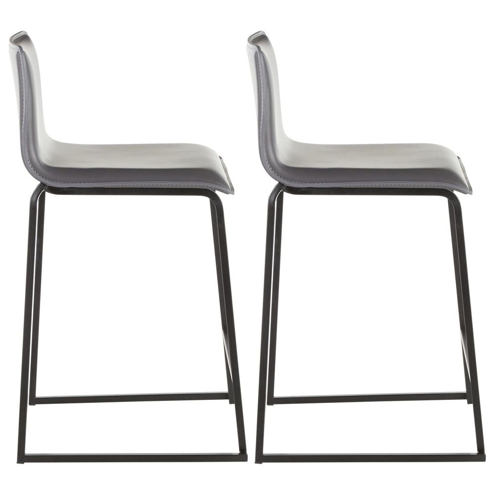 Lumisource Mara Counter Stool with Grey Cushion in Black &#40;Set of 2&#41;, , large