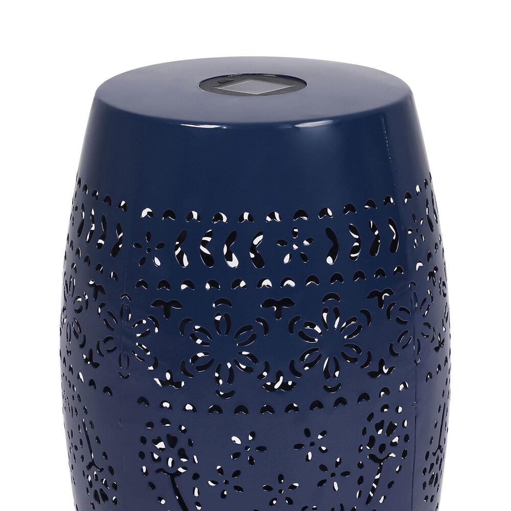 Hearth and Haven Outdoor Side Table with Built-In Solar Battery in Dark Blue, , large