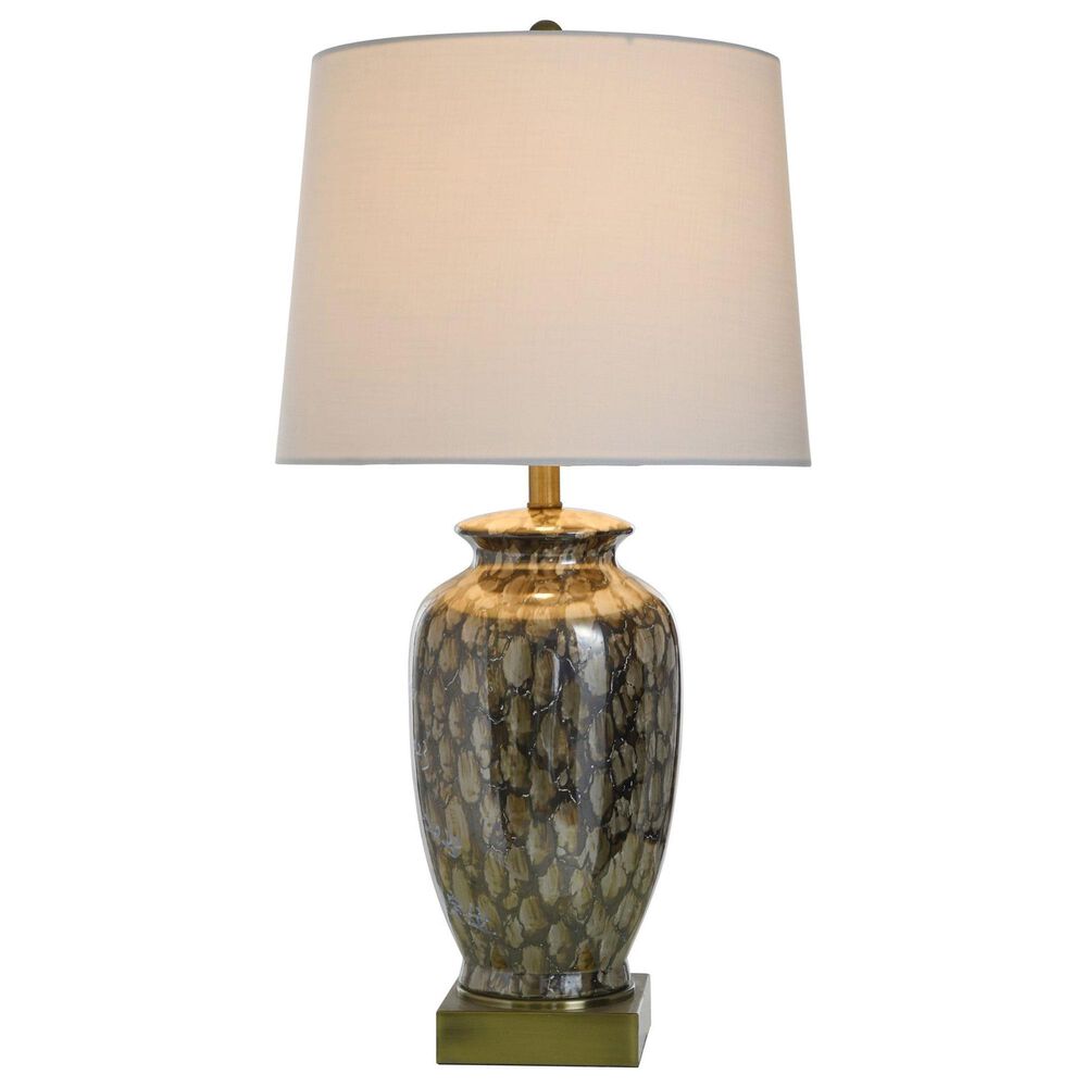Flair Industries 31.5&quot; Reactive Glaze Table Lamp in Speckled Brown, , large