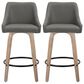 LumiSource Hannah Swivel Counter Stool with Dark Grey Faux Leather Upholstery in Whitewashed and Black (Set of 2), , large